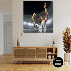 lionel messi ready to hang canvas, messi goat, greatest of all time, argentina soccer player legend, lionel messi canvas