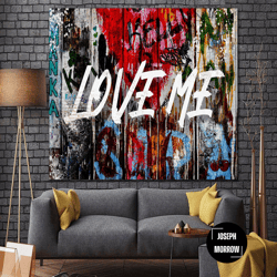 love me sign canvas art love me print wall art modern canvas print multi panel print love me artwork present valentines