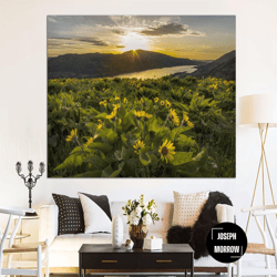 original print on canvas wall hanging field of flowers landscape nature green poster for living room decor