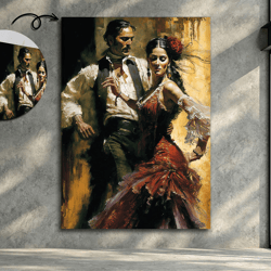 dance painting, tango print, dance art, tango couple dance canvas, tango , couple dance painting
