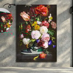 dont kill my vibe, vintage flower with air force 1, unique art, vintage floral, flower print, home canvas