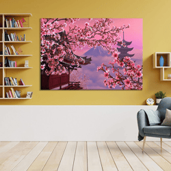sakura tree elegant canvas, pink tree office design, japanese canvas, sakura design print, sakura poster