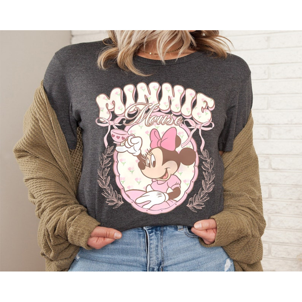 Vintage Minnie Mouse Pink Tea Shirt, Minnie est. 1928 Shirt, Disney Girl Birthday Shirt, Disneyland Shirt, Disney Floral Shirt, Disney World4.jpg