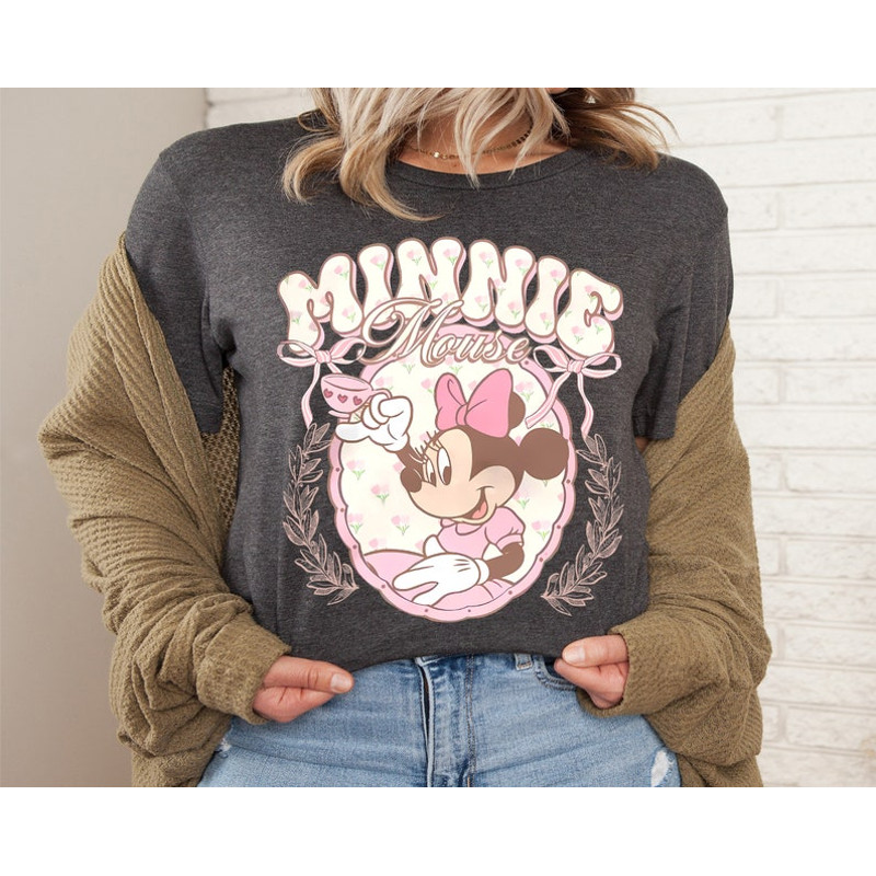 Vintage Minnie Mouse Pink Tea Shirt, Minnie est. 1928 Shirt, Disney Girl Birthday Shirt, Disneyland Shirt, Disney Floral Shirt, Disney World4.jpg