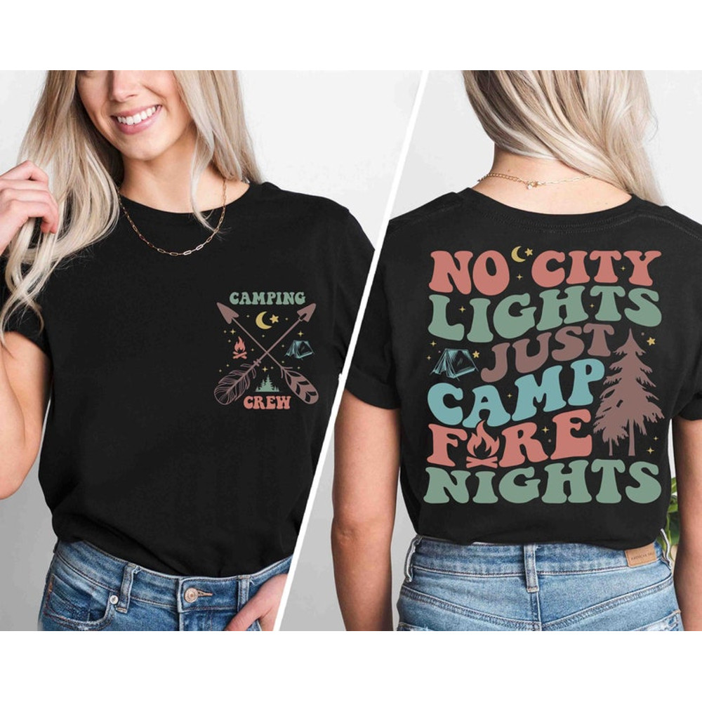 No City Lights Just Camp Fire Nights Shirt, Camp School Sweater, Camping Club, Camping Girl, Summer Camp Fire Shirt, National Camp Month Tee2.jpg