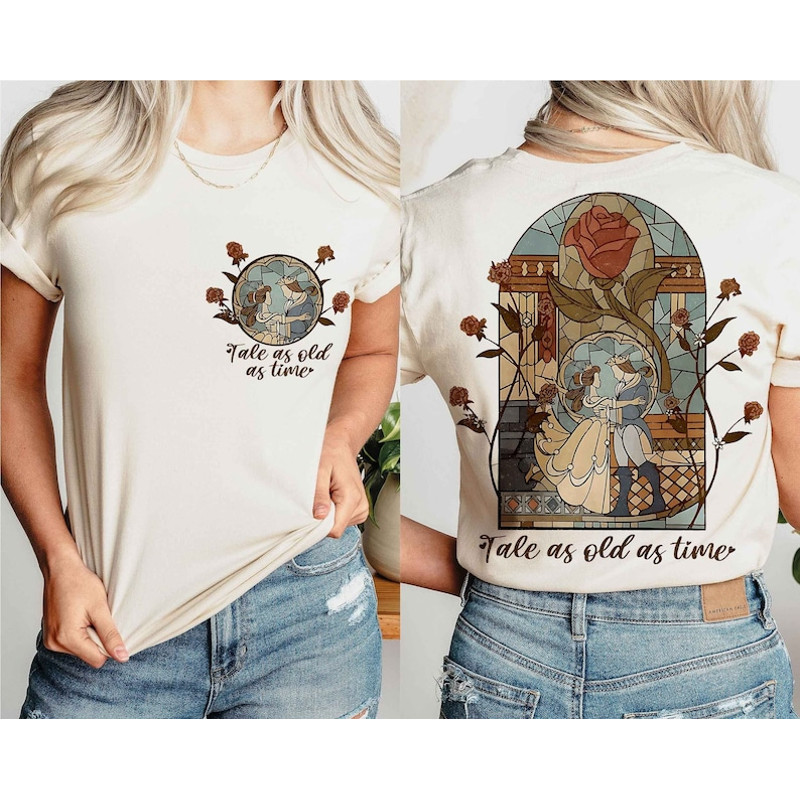 Disney Beauty & The Beast Tale as Old as Time Stained Glass Shirt, WDW Magic Kingdom Unisex T-Shirt, Family Disneyland Tee, Princess Tee1.jpg
