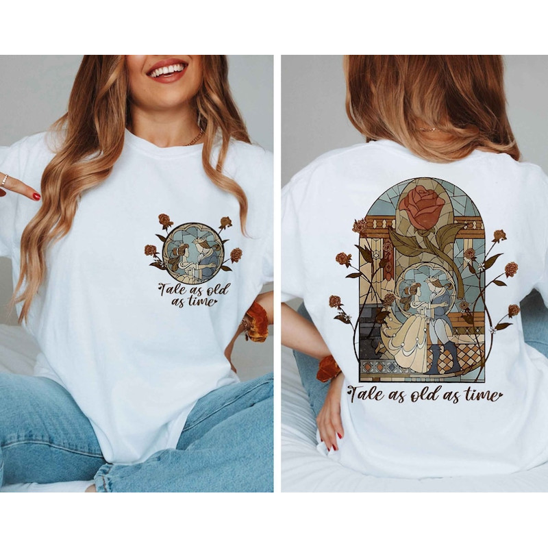 Disney Beauty & The Beast Tale as Old as Time Stained Glass Shirt, WDW Magic Kingdom Unisex T-Shirt, Family Disneyland Tee, Princess Tee2.jpg