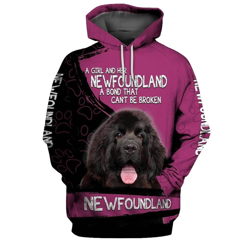 Newfoundland A Girl And Her Newfoundland A Bond That Can't Be Broken 3D All Over Print Hoodie.jpeg