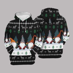 christmas hoodie three gnome, snow, warm clothes
