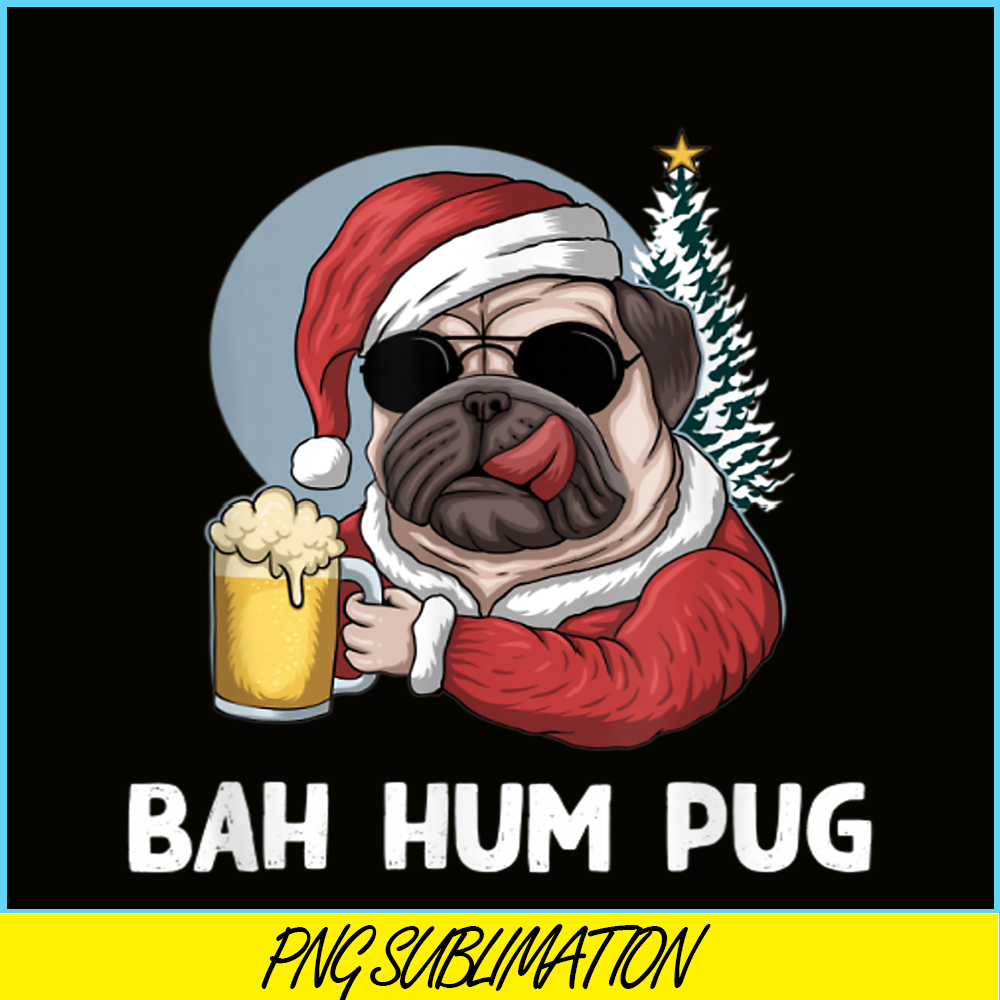 BEER28102354-Mens Bah Hum Pug And Beer PNG Christmas Drinking Beer Dog PNG Beer And Dog PNG.png