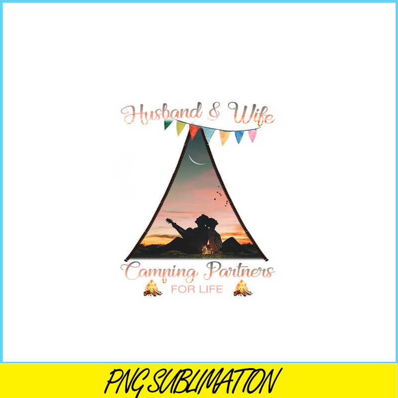 CAMP07112359-Husband And Wife Camping Partner For Life PNG Camping PNG Hut Opened The Scene Of The Couple Sitting At Night PNG.png