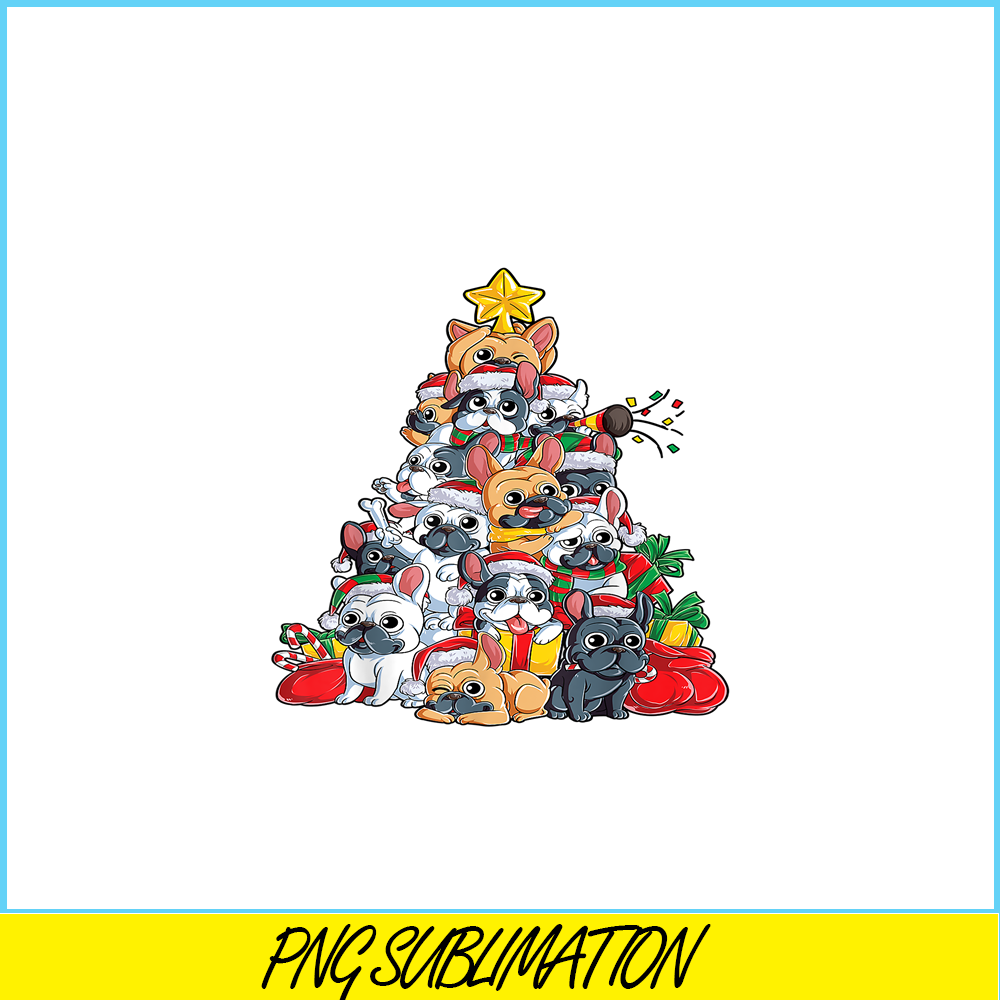 HL16102339-French Bulldog Christmas Tree PNG, Dog Santa Xmas PNG, Bulldog Mascot PNG.png