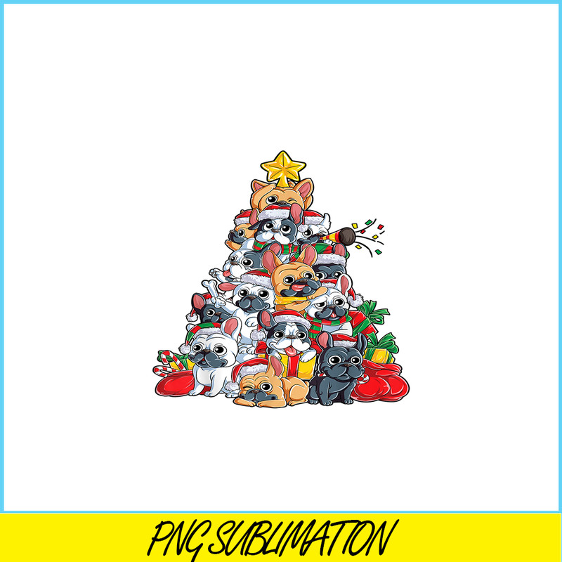 HL16102339-French Bulldog Christmas Tree PNG, Dog Santa Xmas PNG, Bulldog Mascot PNG.png