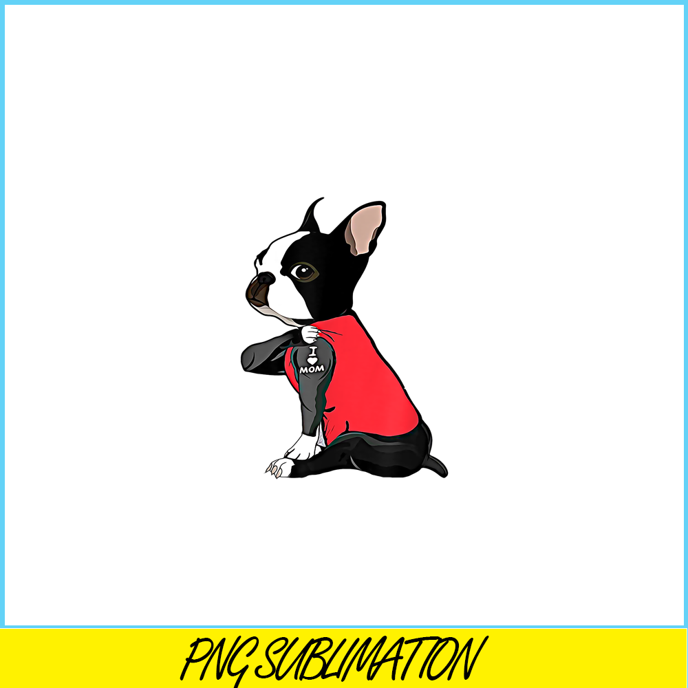 HL16102394-French Bulldog Tattoo I Love Mom PNG, Frenchie Dog Lover PNG, French Dog Artwork PNG.png