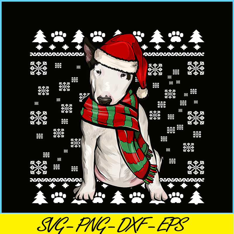 PNG141023112-Bull Terrier Dog Santa Hat Xmas Ugly Christmas T-Shirt Png.png