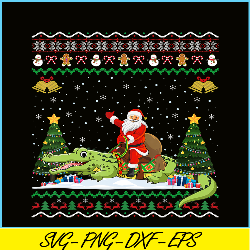 PNG14102374-Alligator Ugly Xmas Gift Santa Riding Alligator Christmas T-Shirt Png.png