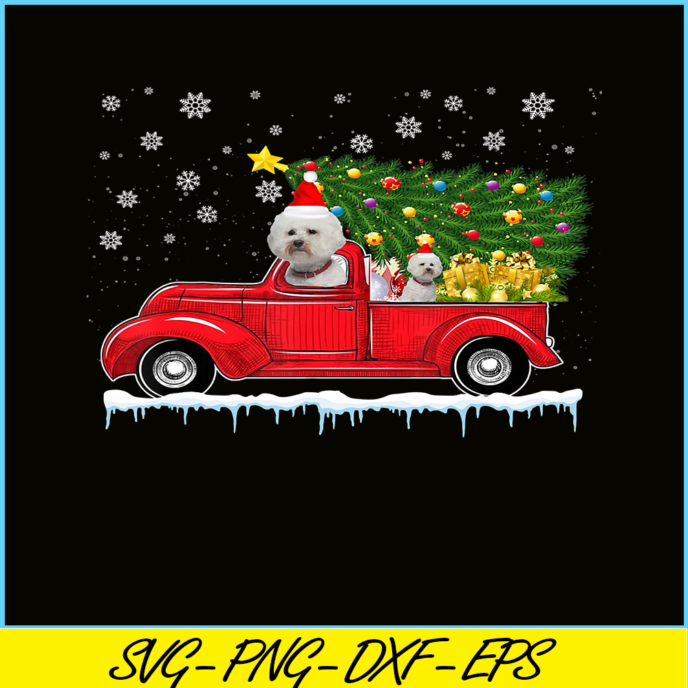 PNG14102397-Bichon Frise Red Car Truck Christmas Tree Santa Xmas Dog T-Shirt Png.png