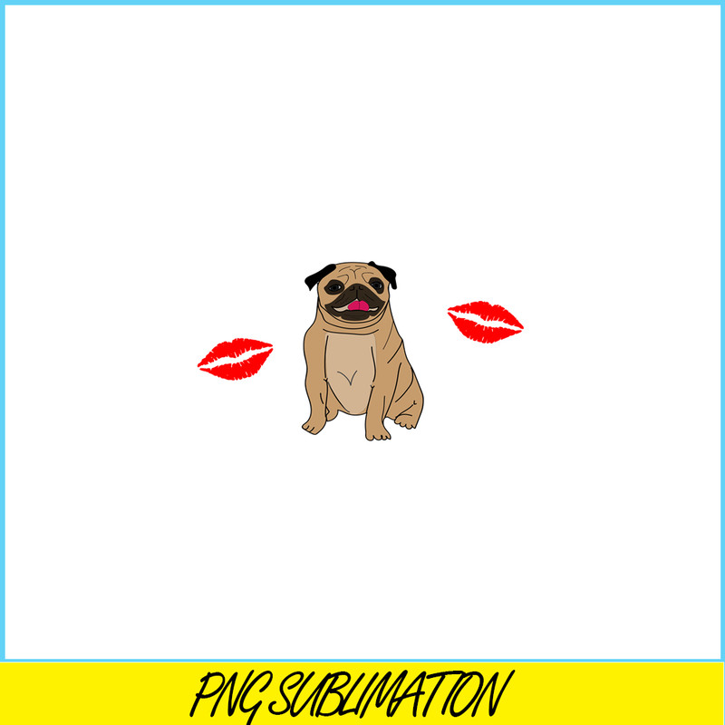 VLT21102347-Pug And Kisses PNG, Animal Valentine PNG, Valentine Holidays PNG.png