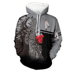 Black And Red Chief Native American 3D Hoodie