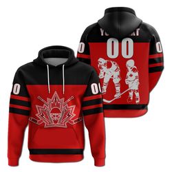 Custom Name And Number Print Hoodie Canada Hockey Team Supporter