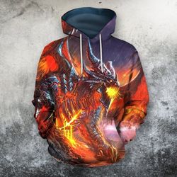 3D All Over Printed Hoodie Dragon Fire