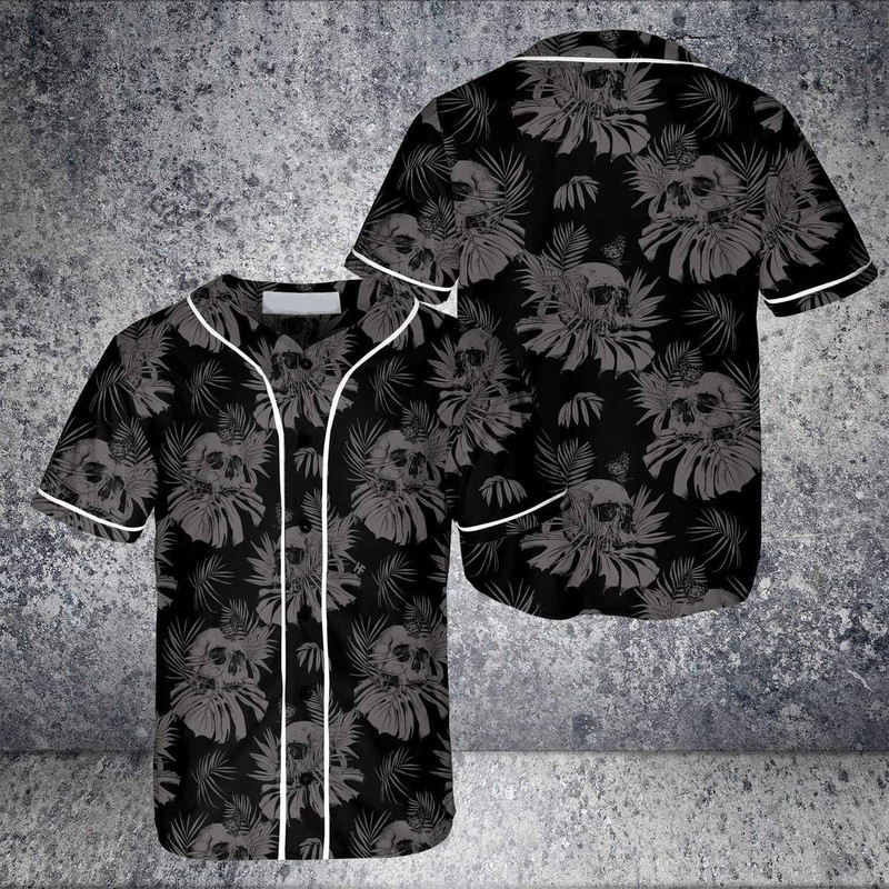Gothic Skull With Butterfly Goth Baseball Jersey Shirt.jpeg
