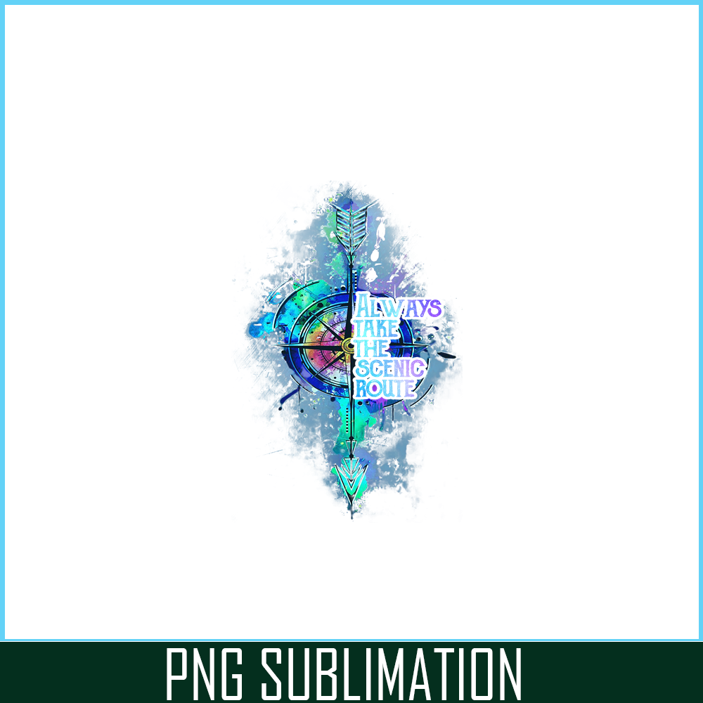 CAMP07112339-Always Take The Scenic Route PNG Camping PNG Blue And Purple Compass PNG.png