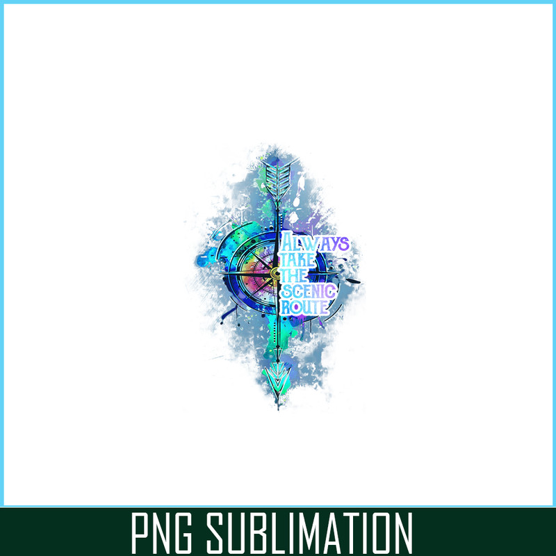 CAMP07112339-Always Take The Scenic Route PNG Camping PNG Blue And Purple Compass PNG.png