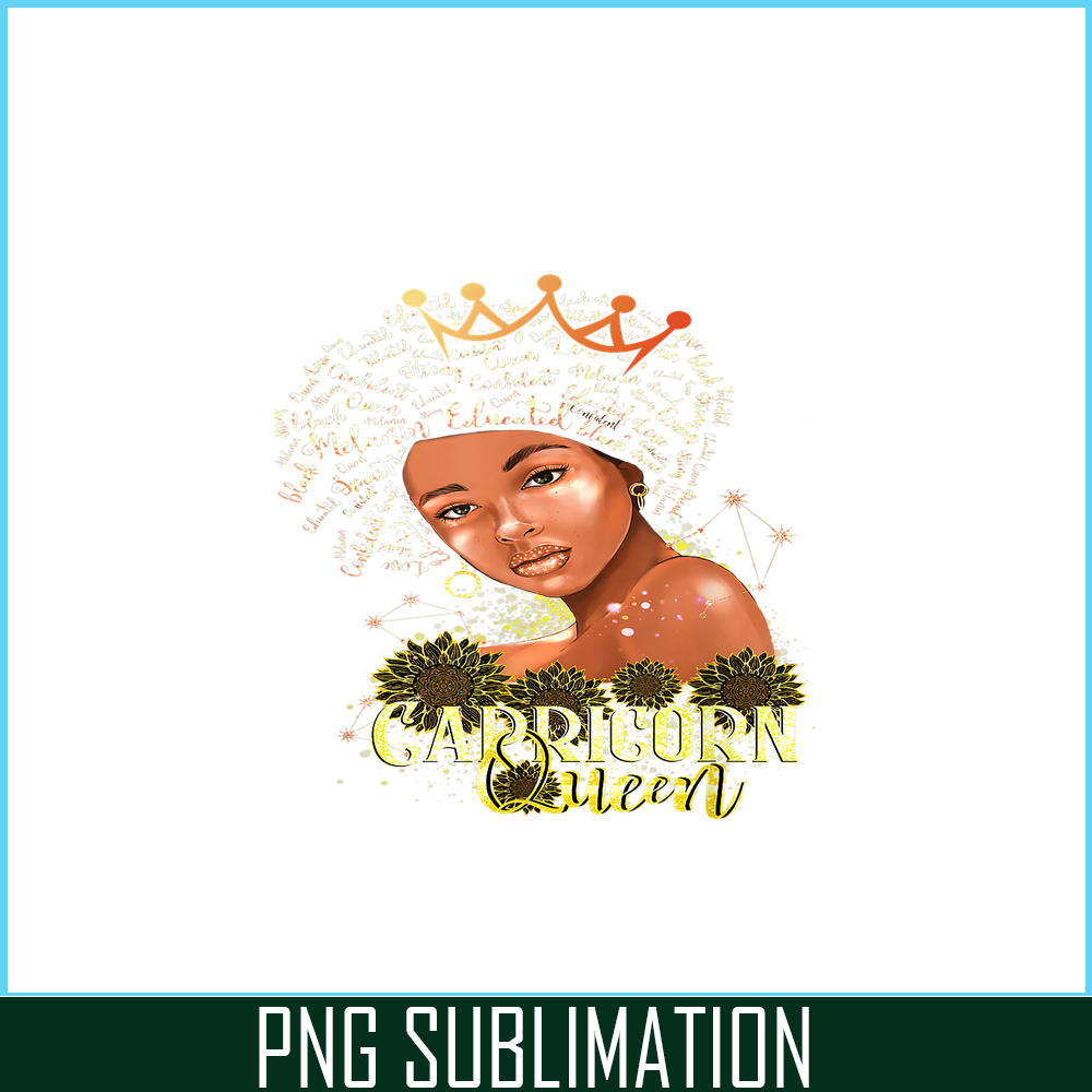 CPB28102301-Capricorn Queen PNG Strong Smart Afro Melanin PNG Gift For Black Women PNG.png