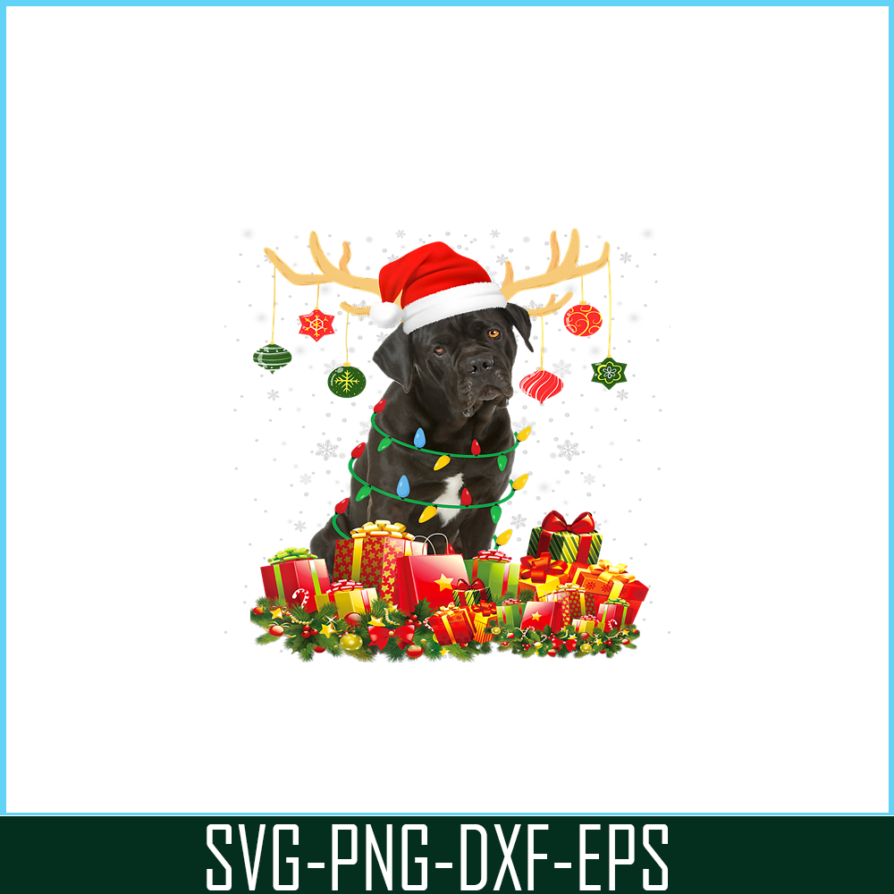 PNG1410231163-Cane Corso Dog Reindeer Santa Hat Christmas Light Xmas T-Shirt Png.png