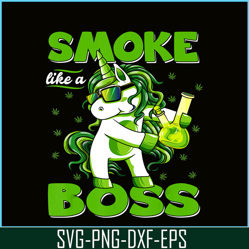 PNG14102341-420 Unicorn Smoke Like A Boss Shirt Weed Pot Leaf Marijuana T-Shirt Png.png