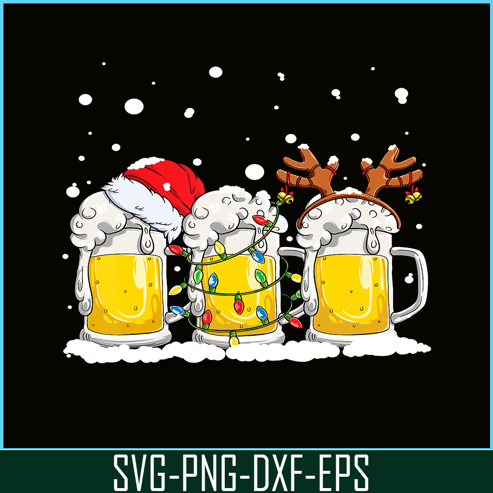 PNG14102392-Beer Christmas Mug Santa Reinbeer Xmas lights Gift Men Women T-Shirt Png.png