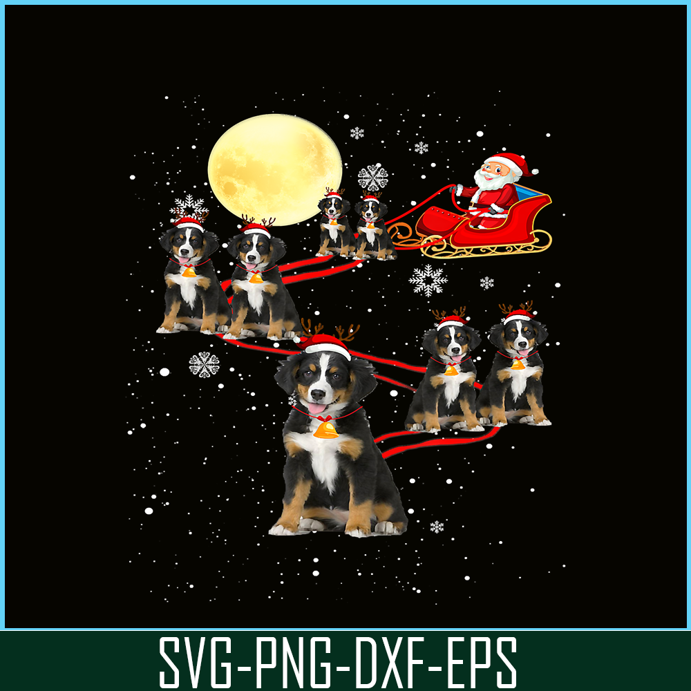 PNG14102396-Bernese Mountain Dog Santa Sleigh Reindeer Christmas Xmas T-Shirt Png.png