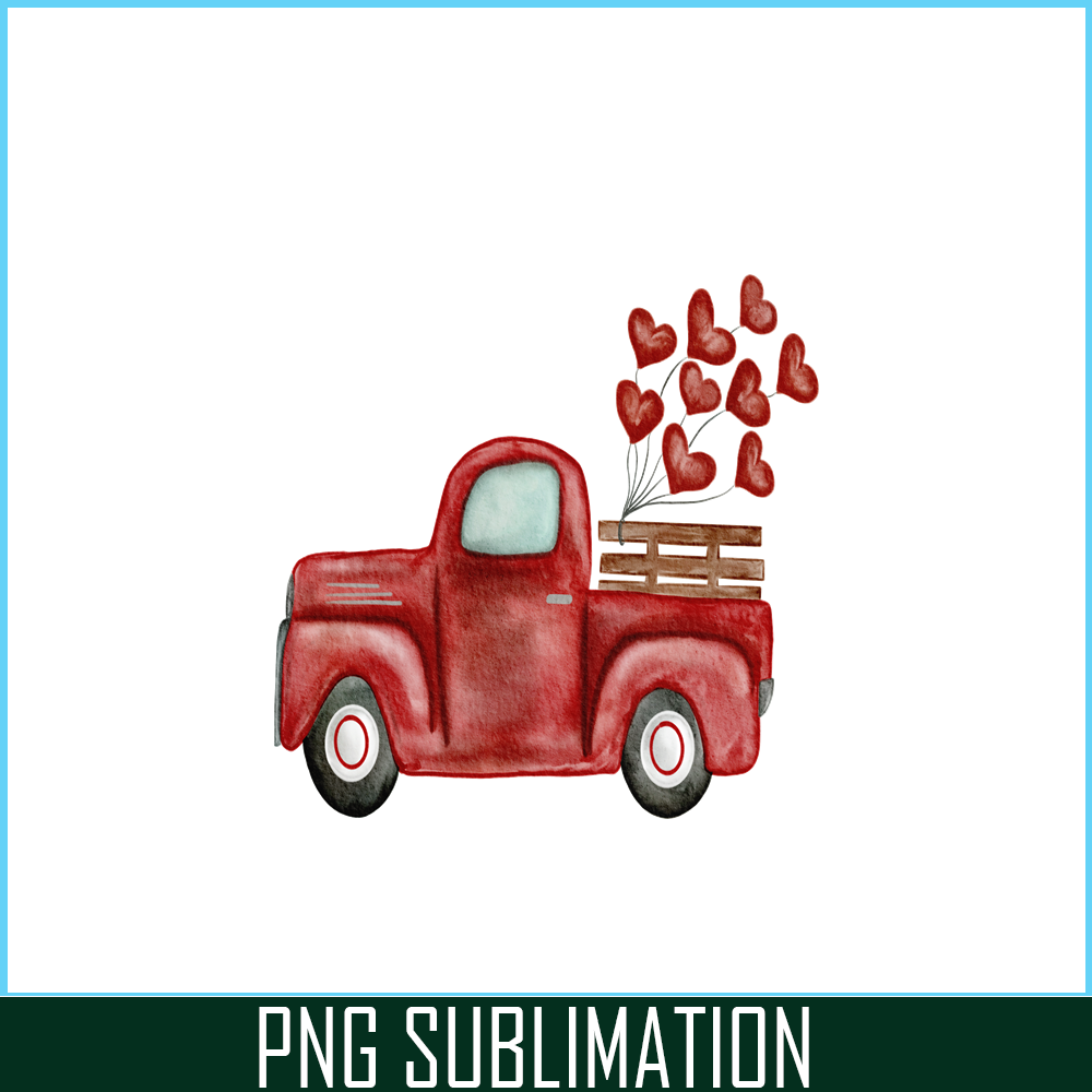 VLT211023106-Red Vintage Truck PNG, Sweet Valentine PNG, Valentine Holidays PNG.png