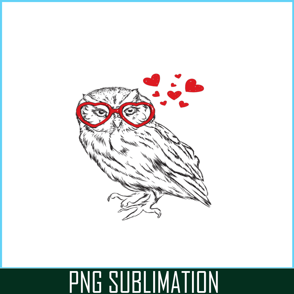VLT21102341-Owl With Sunglasses PNG, Funny Valentine PNG, Valentine Holidays PNG.png