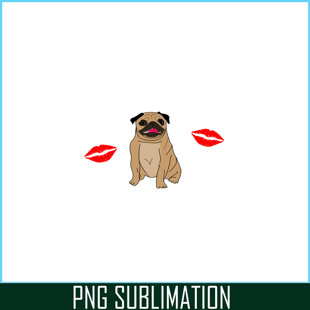 VLT21102347-Pug And Kisses PNG, Animal Valentine PNG, Valentine Holidays PNG.png