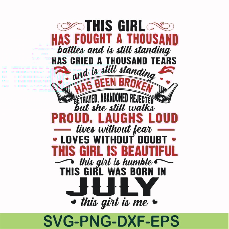 FN0001023-This girl has fought a thousand battles and is still standing this girl was born in July this girl is me svg, png, dxf, eps file FN0001023.jpg