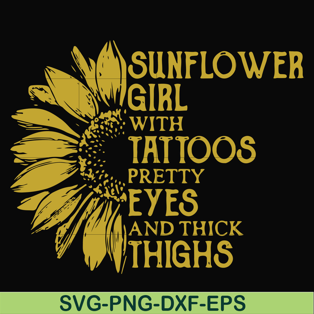 FN000170-Sunflower girl with tattoos pretty eyes and think thights svg, png, dxf, eps file FN000170.jpg
