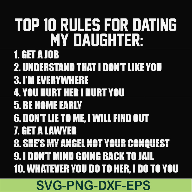 FN000622-Top 10 rules for dating my daughter svg, png, dxf, eps file FN000622.jpg