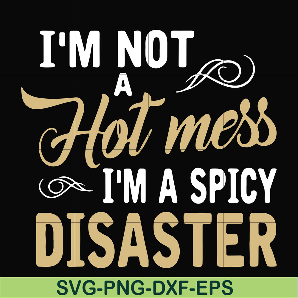 FN00080-I'm not a hot mess I'm a spicy disaster svg, png, dxf, eps file FN00080.jpg