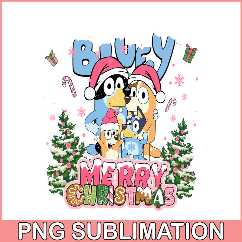 CRM13112302-Bluey Merry Christmas PNG, Family Bluey PNG, Santa Bluey PNG.png