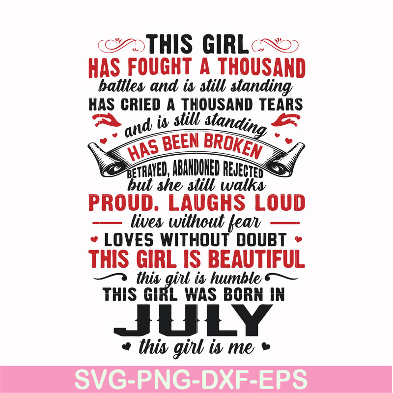 FN0001023-This girl has fought a thousand battles and is still standing this girl was born in July this girl is me svg, png, dxf, eps file FN0001023.jpg