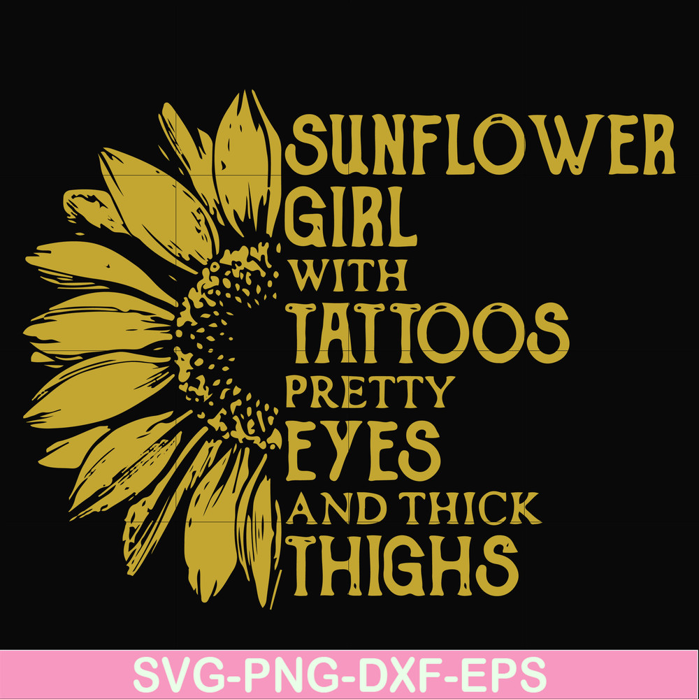 FN000170-Sunflower girl with tattoos pretty eyes and think thights svg, png, dxf, eps file FN000170.jpg