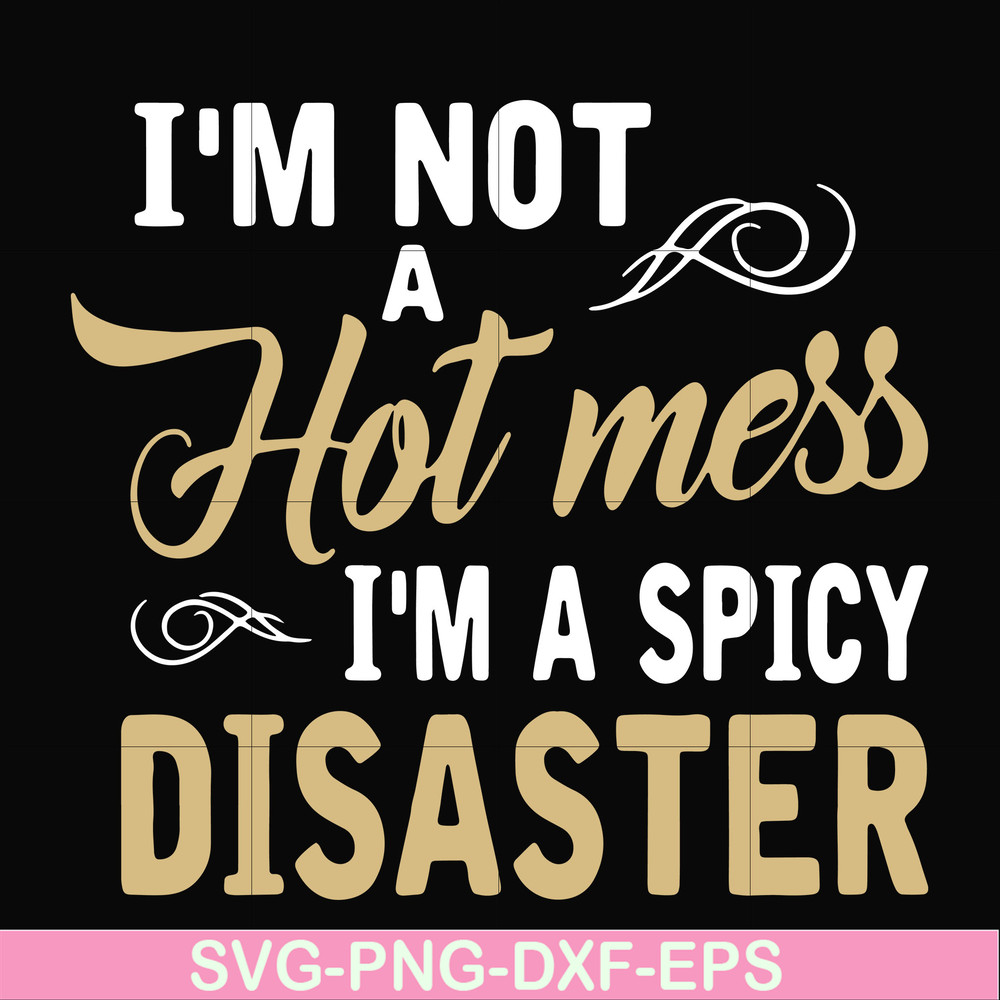 FN00080-I'm not a hot mess I'm a spicy disaster svg, png, dxf, eps file FN00080.jpg