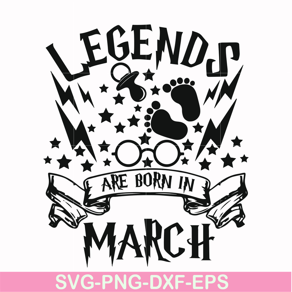 HRPT00024-Legends are born in March svg, png, dxf, eps file HRPT00024.jpg