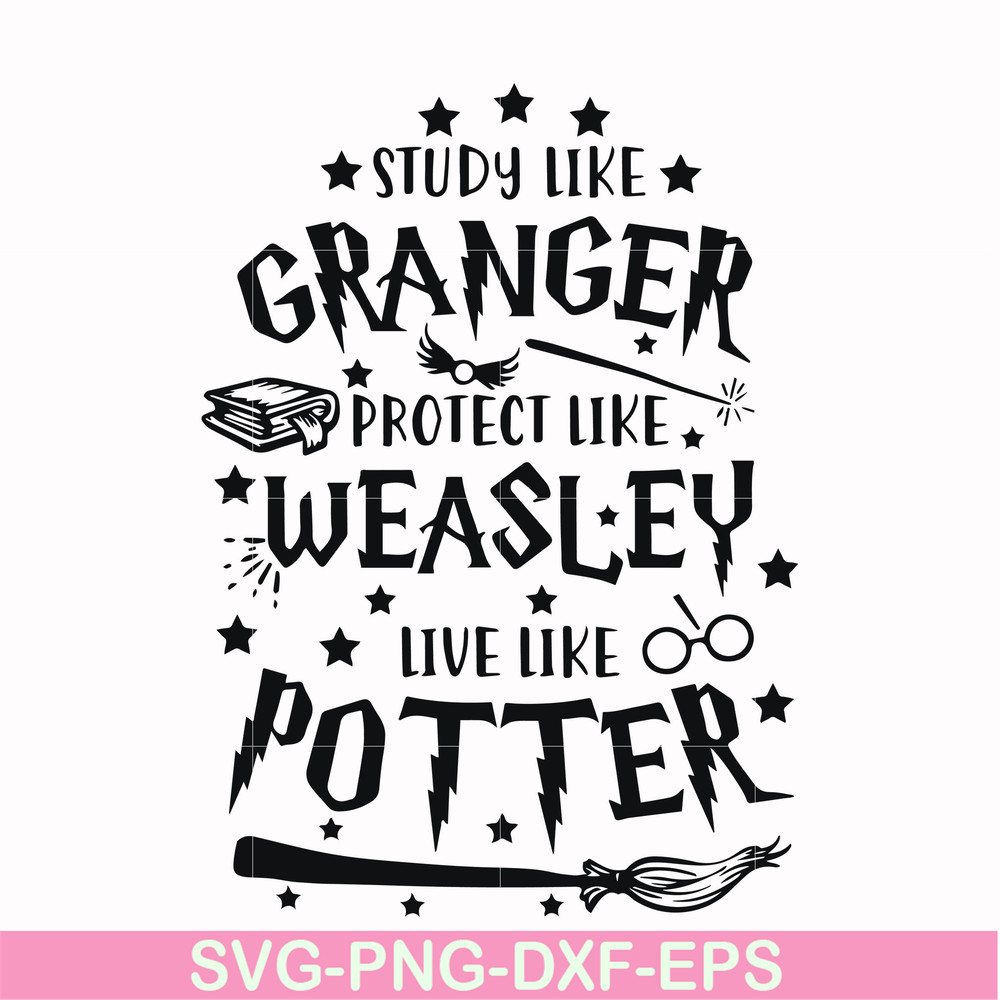 HRPT0007-Study like granger protect like weasley live like potter svg, png, dxf, eps file HRPT0007.jpg