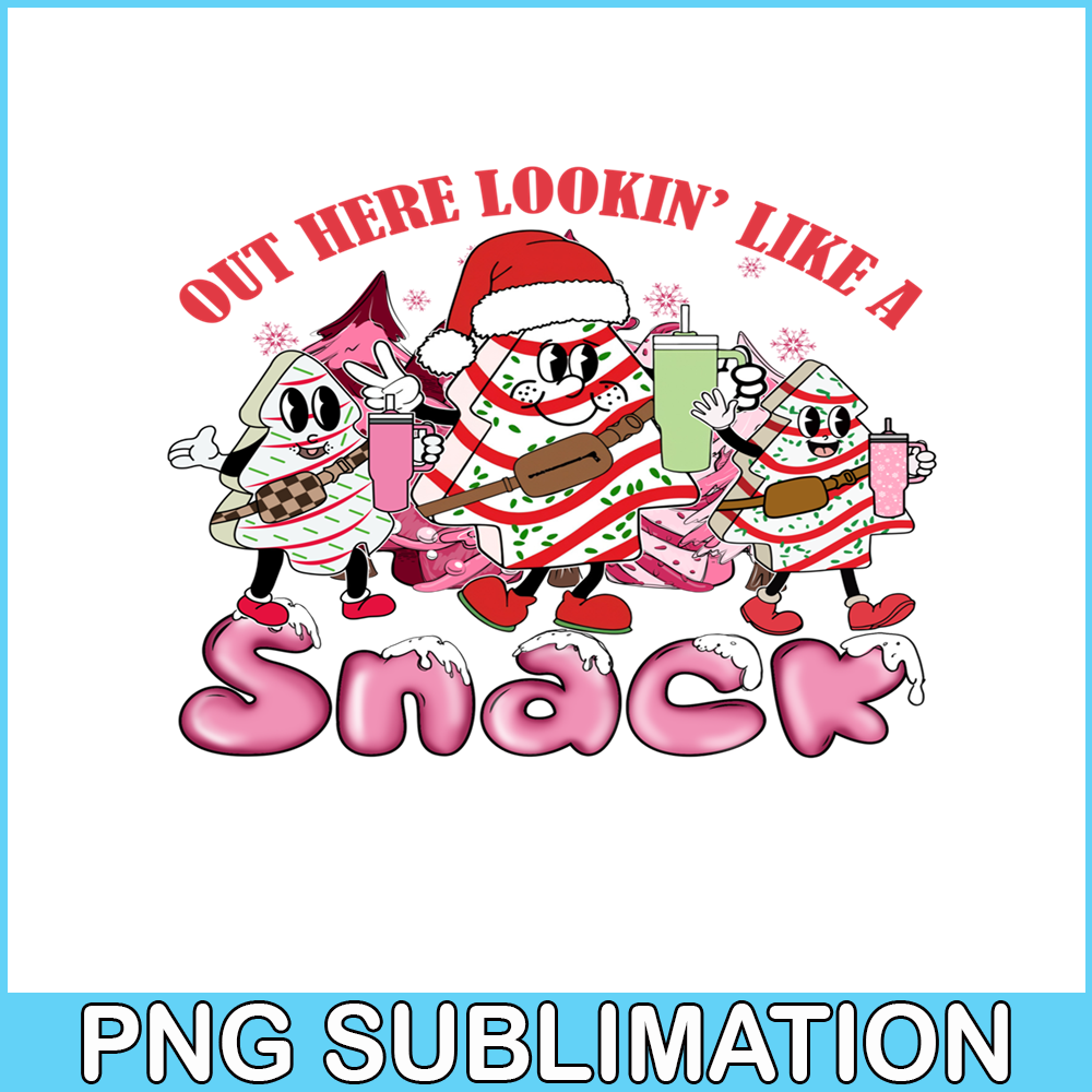 CRM07112396-Out Here Looking Like A Snack Cute Boo Jee Xmas Trees Cakes Png, Boojee Tumbler Inspired Belt Bag Png.png
