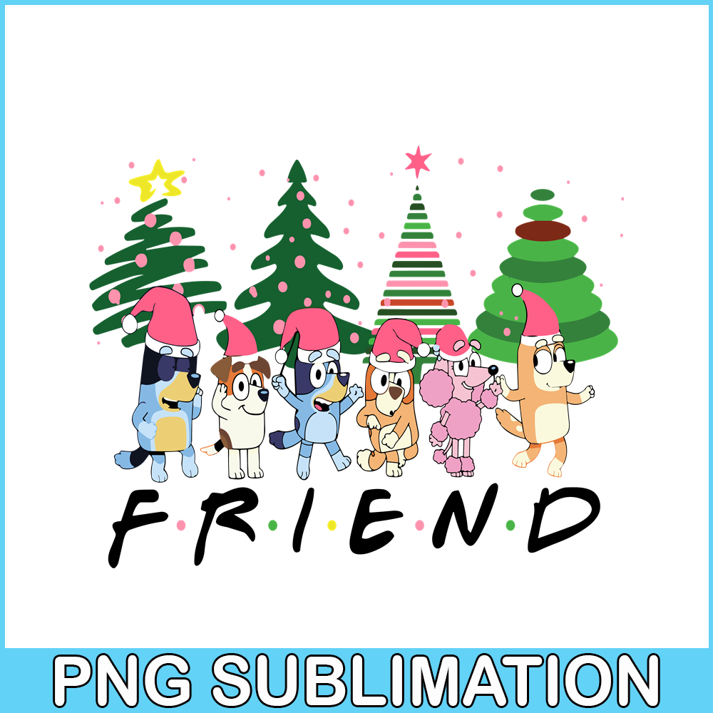 CRM13112321-Bluey With Friends PNG, Christmas Tree PNG, Bluey And Santa PNG.png