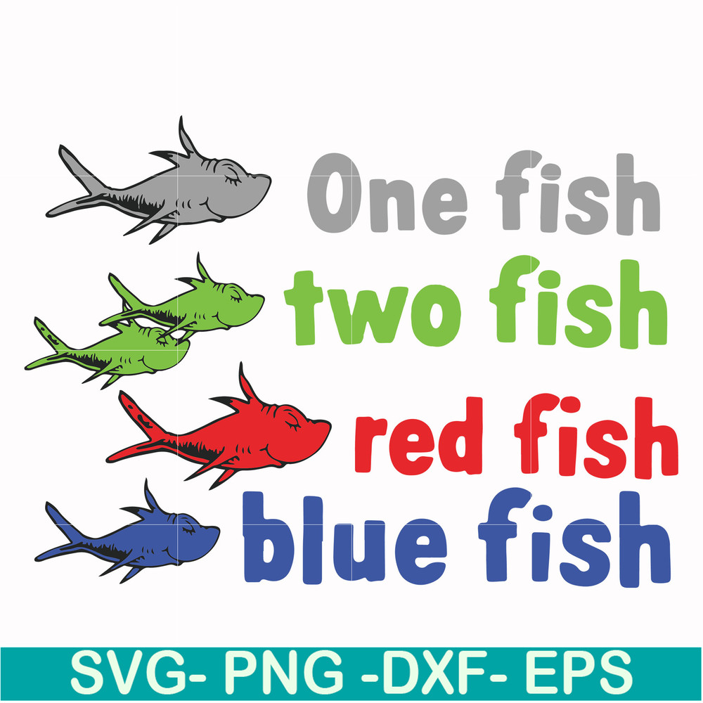 DR00078-One fish two fish red fish blue fish svg, png, dxf, eps file DR00078.jpg