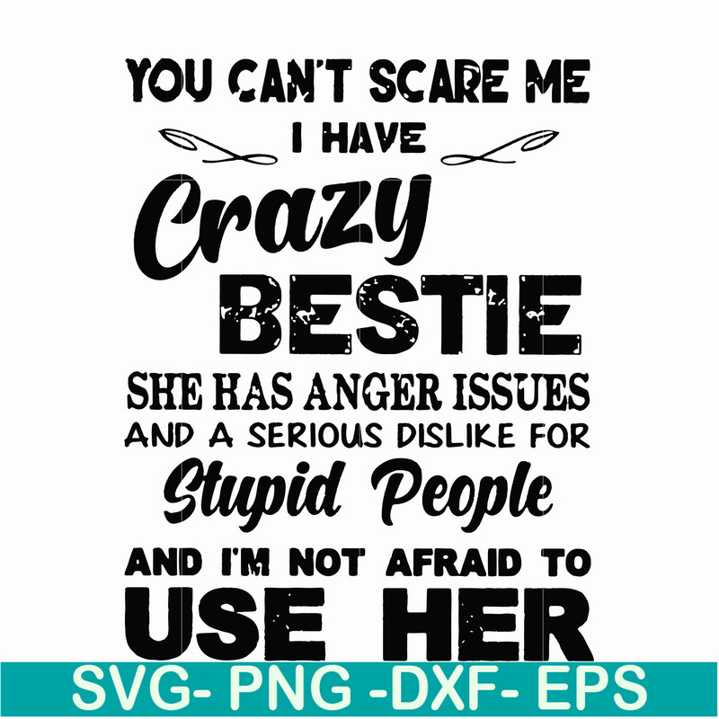 FN000330-You can't scare me I have crazy bestie she has anger issues and a serious dislike for stupid people and I'm not afraid to use her svg, png, dxf, eps fi